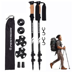 PENTAGON - Bastones Trekking Set 2 Plegables Aluminio - Negro