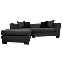 SOFAS HOME - SECCIONAL VALENCIA CHENILLE TIPO LINO GRAFITO 3 CUERPOS