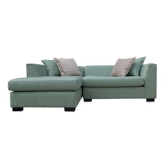 SOFAS HOME - SECCIONAL VALENCIA CHENILLE TIPO LINO VERDE 3 CUERPOS