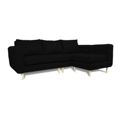 SOFAS HOME - SECCIONAL BOLLEN FELPA NEGRO 3 CUERPOS