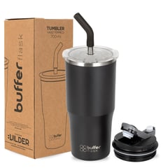 BUFFER FLASK - Mug Vaso Termo Agua Cafe 700ml AceroInox +Tapas - Negro