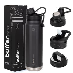 BUFFER FLASK - Termo Botella Agua Termica Acero Inox Buffer+Tapa - Negro