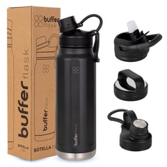 BUFFER FLASK - Termo Botella Agua Termica Acero Inox Buffer 1lt - Negro