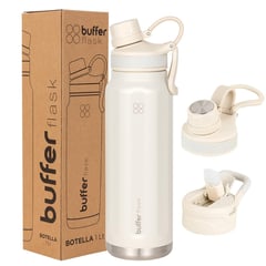 BUFFER FLASK - Termo Botella Agua Termica Acero Inox Buffer 1lt - Blanco