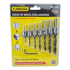 KAMASA - Brocas Avellanadoras Madera Plastico Pvc Punta Taladro 7 Pcs