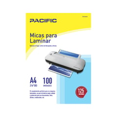 PACIFIC - 100 Laminas Micas Para Termolaminadora A4 125 Micrones