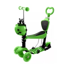 GENERICO - Scooter Monopatín 5 En1 Ajustable Niño Chinita Luces Verde