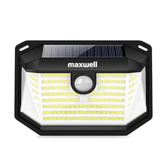 MAXWELL - Foco Solar 178 Led Exterior Unitario + Sensor - Negro - Luz Cálida