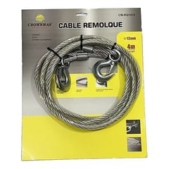 GENERICO - Cable De Remolque Auto Piola Acero 7000 kg 12mm X 4m