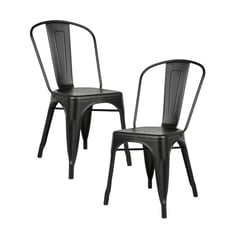 LUMAX - Pack 2 Sillas Tolix Metal Negras para Living Comedor