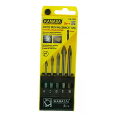 KAMASA - Jgo Kit Set Brocas Para Cerámica Y Vidrio 5 Pcs Hexagonales