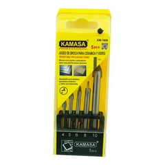 KAMASA - Juego Kit Set De Brocas Para Cerámica Y Vidrio 5 Pcs Liso Km