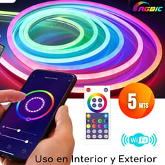 D MOTICA - Cinta Led Neon Wifi Inteligente Flexible 5mts RGB-IC y Blancos