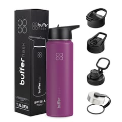 BUFFER FLASK - Termo Agua Acero Inox +4 Tapas - Violeta