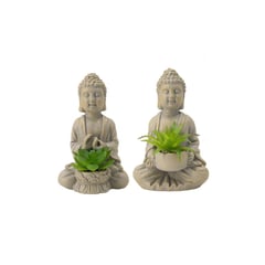 BORIA - Buddha Set de 2 esculturas con suculentas