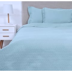 MASHINI - Quilt 2 Plazas Cordoba Liso Celeste