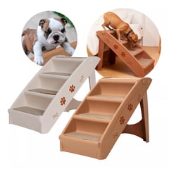 GENERICO - Escalera Plegable 4 Escalones Para Perros Y Mascotas Café