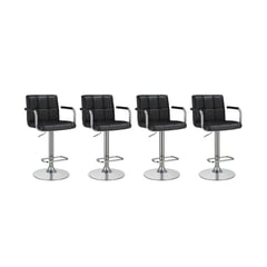 GLOBAL LATIN GROUP - Pack 4 Silla Piso Bar con Respaldo Cuadrado y Posa Brazos - Negro