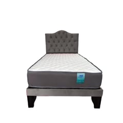 FLOBAL - CAMA 1,5 PLAZAS OVALADO 105X190CM + RESPALDO GRIS + COLCHON