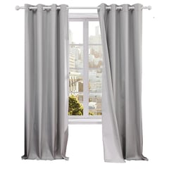 CASATUA - Cortina 100% Blackout Engomada Termica Set 2 140x220 - Gris