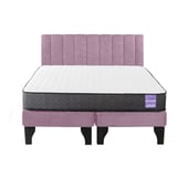 5 SUEÑO - Cama Europea 2 Plazas + Respaldo Tubular Negro Rosado