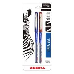 ZEBRA - Bolígrafo Gel Punta Acero Inox 0,7 mm 2 Unidades Azul/Rojo