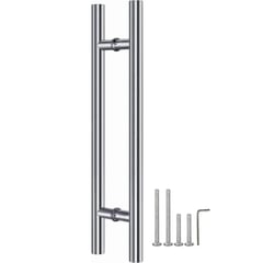 DEKANO - Manillon Doble Acero Inoxidable 80 Cm Para Puerta Madera Plata