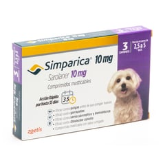 ZOETIS - Simparica Antiparasitario 10 Mg X3 Comp 2,5 KG - 5,0 Kg