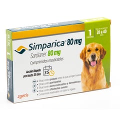 GENERICO - Simparica Antiparasitario 80 MG X1 Comp Perros 20 - 40 Kg