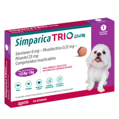 BRAVECTO - Simparica Trio Antiparasitario Perros 2,5 - 5 Kg