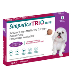 GENERICO - Simparica Trio Antiparasitario X3 Comp Perros 2,5 - 5 Kg