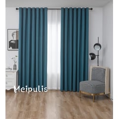 GENERICO - Set de Cortinas de tela Blackout 2 Paños Color Turquesa