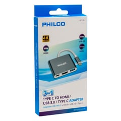 PHILCO - 3 EN 1 ADAPTADOR USB TIPO C A HDMI + USB3.0 PHILCO