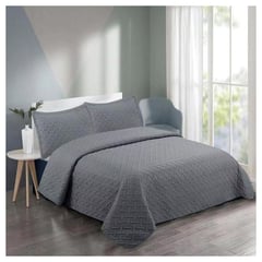 GENERICO - Cubrecama Quilt Verano King- Gris Oscuro