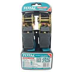 TOTAL TOOLS - Juego 2 Eslinga Cinta Amarre Con Ratchet 1.8m X 25mm Total