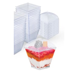 GENERICO - Pack X50 Vasos O Pocillo Con Tapa Acrilico Postres 210ml