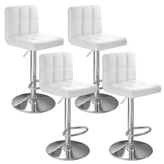 VIDITA - Pack 4 Silla Piso Bar Altura Regulable Taburete Con Respaldo Blanco