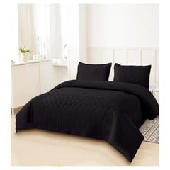 DIANA - CUBRECAMA 2 PLAZA DE ALGODON PREMIUN QUILT DE VERANO UNICOLOR NEGRO