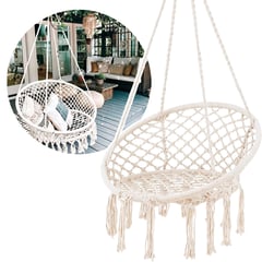 GENERICO - Silla Colgante Terraza Columpio Hamaca Macrame Hogar Jardin Beige