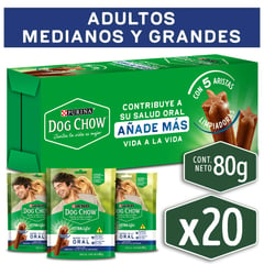 DOG CHOW - Pack x20 Snack dental perro Medianos y Grandes 80g