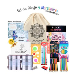 CELEBRA IDEAS - Set arte dibujo para colorear con marcadores kit 53 Piezas.