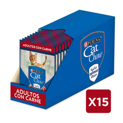 CAT CHOW - Pack x15 Alimento húmedo gato Carne 85g