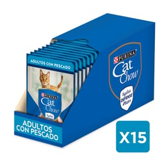 CAT CHOW - Pack x15 Alimento húmedo gato Pescado 85g