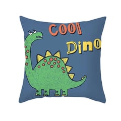 KIVARA - Funda Cojin 45x45 Infantil Dinosaurio Verde Azul Lino Poly