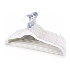 GENERICO - Pack 10 Colgadores De Ropa Terciopelo Blanco Antideslizante 40x20cm