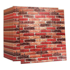 SUPERCENTER - Pack 10 Laminas Papel Mural 3d Ladrillo Pared Rojo clásico 77x70cm