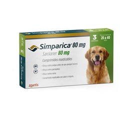 BOEHRINGER INGELHEIM - SIMPARICA ANTIPARASITARIO PERRO 20 A 40 KILOS 3 COMPRIMIDOS.