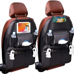 COREJOY - Paquete de 2 Organizador Auto Asiento De Cuero (negro)