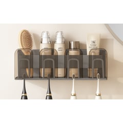 HALMAN - Gris plomo Porta Cepillos Dentales De Pared Para Baño Sin Perforación