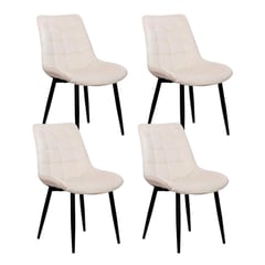 KLIK - Pack de 4 Sillas de Comedor Macron Acolchada Terciopelo - Beige